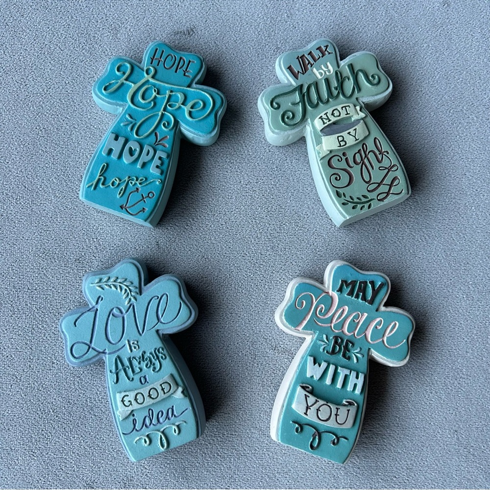 Set of 4 ~ Rachel Anne ~ Crosses To Go ~ Faith Hope Love Peace